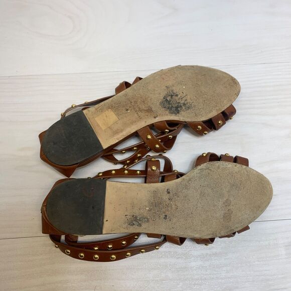 Loaffler Randall Gladiator Sandals Womens Size 10 Brown Studded Strappy - Picture 7 of 10